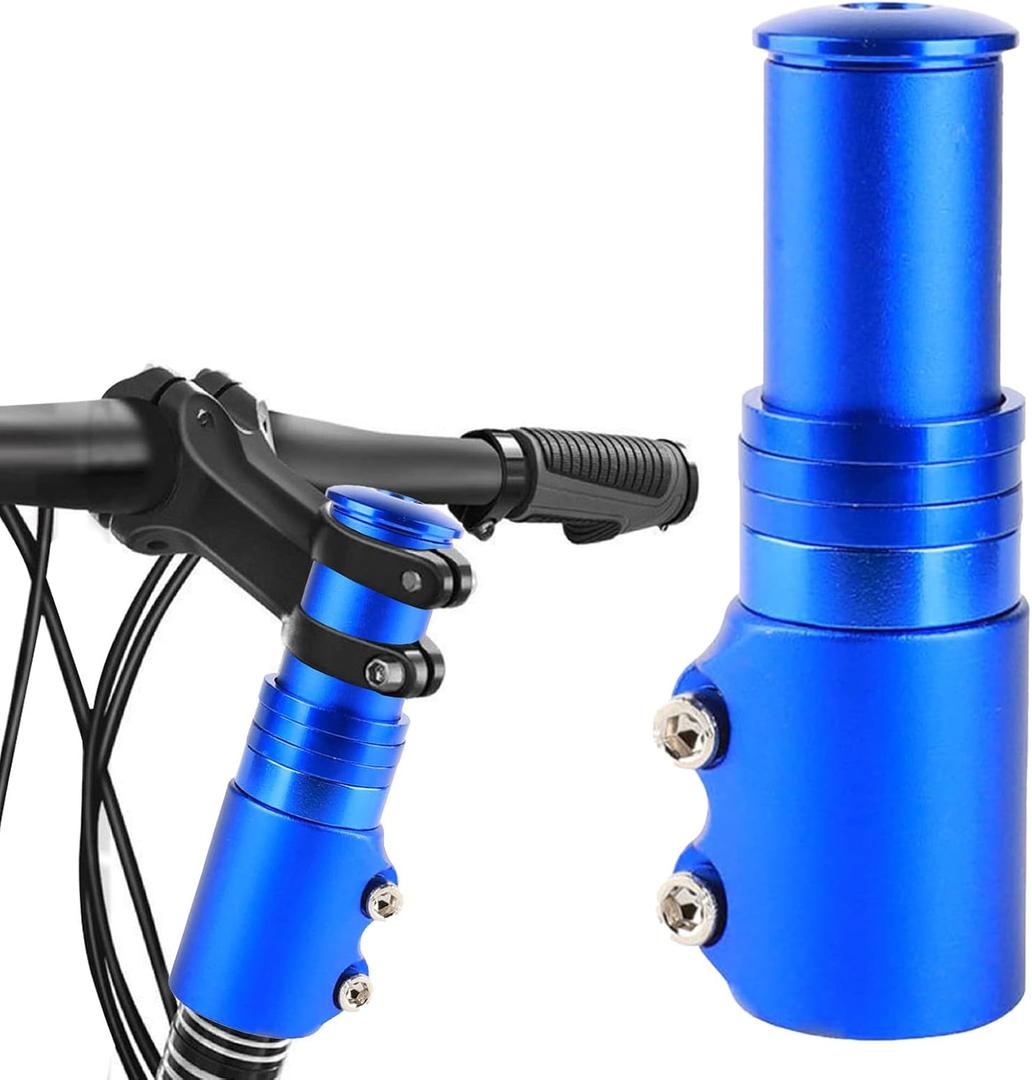Bike Stem Riser, Adjustable Bicycle Handlebar Extender, 28.6mm Bike Fork Aluminum, Increases Bar Height Up to 4.8" for Mountain Bike, Road Bike, MTB, BMX, Cycling（Blue）