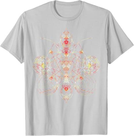 Geometric Shapes Circle Angles Pattern - Sacred Geometry T-Shirt, Silver Gray, Large