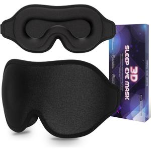 Sleep Mask 100% Light Blocking Eye Mask for Sleeping 3D Memory Foam Eye Covers with Adjustable Strap Night Blindfold for Men Women Black Sleep Mask 100% Light Blocking Eye Mask for Sleeping 3D Memory Foam Eye Covers with Adjustable Strap Night Blindfold for Men Women Black