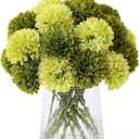 Kimura's Cabin 20Pcs Green Chrysanthemum Artificial Flowers Fake Silk Mums Flower with Stem Balls Flowers for Wedding Bouquets Arrangements St Patricks Day Home Garden Table Centerpieces DIY Decor