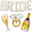 40 inch Bride Balloons Cream Letters Banner - Bachelorette Party Decorations Kit - Bach Party Supplies and Favors with Gold Ring, Bottle and Glass Balloon