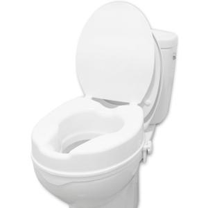 Mobility Raised Toilet Seat with Lid for Elderly 4" High, Fits Round and Elongated up to 15" Wide, Commode Seat with Sturdy Brackets, Medical Aid