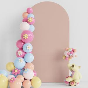 Putros Wedding Arch Cover 7.2FT Nude Spandex Fitted Round Top Chiara Backdrop Stand Covers for Wedding Birthday Party Decoration