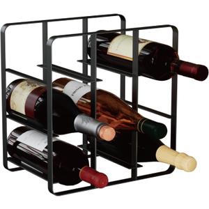 Buruis 9-Bottle Wine Rack, Modern Metal Countertop Wine Holder Stand for Kitchen, Pantry & Cabinet Storage, No Assembly Required, Black
