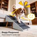 Dog ramp for Small Dogs, 2-in-1 Pet Steps & Ottoman - Foldable Dog ramp for Couch, Non-Slip Wooden Pet ramp for Puppy Senior Injured Dogs (Light Grey, XL(17.13H))