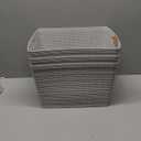 BINO | Woven Plastic Basket | Large (Natural Grey), 3-Pack | THE JUTE COLLECTION | Home Organization, Space - Saving Storage, Stylish Design | Jute Basket | Plastic Storage Basket