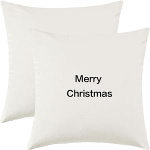 Christmas Decorative Throw Pillow Cover, Red Joy Xmas Pillowcase for Christmas Home Decoration Winter, Pack of 2 (Joy, 16 x 16 Inch)