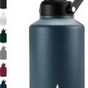 BJPKPK One Gallon(128 oz) Insulated Water Bottle, Dishwasher Safe Stainless Steel Jug, BPA Free Jug with Ergonomic Handle & Anti-slip Bottom, Large Water Bottle, Navy Blue