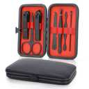 Manicure Set-Stainless Steel Nail Care Set-Professional 7 in 1 Ingrown Toenail Clipper Grooming Tool-Pedicure Kit & Toe Nail Cutter-Thick Nail Scissors Toiletries with Cuticle Trimmer (Black)