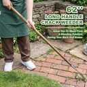 Haliaeetus Long Handle Crack Weeder Tool, 62'' L-Shape Stainless Steel Crevice Weeding Tool, Comfortable Wood Handle Paver Weeder, Sidewalk Weed Removal Tool for Driveway, Bricked Patio,Terrace Paving
