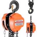 VEVOR Hand Chain Hoist, 2 Ton 4400 lbs Capacity, Manual Chain Block with Upgrade G80 Galvanized Chain, 20 ft Lifting Height, Heavy Duty Pulley Hoist for Garage Warehouse Automotive Machinery, Orange