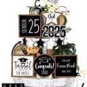 Mifoci 15 Pcs Graduation Tiered Tray Decor Set Farmhouse Wood Class of 2025 Table Decorations Tabletop Rustic Wooden Signs for Home Graduation Kitchen Decoration