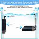 2 x 20-55 Gallon Aquarium Air Sponge Filter, for Axolotl Breeding Fry Betta Shrimp Nano Fish Tank,Upgrade Clip Installation