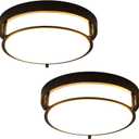 2 Pack Black Flush Mount Ceiling Light, 12 inch 2-Light Modern Light Fixtures Ceiling Mount for Kitchen Living Room Bedroom Hallway Enteryway, E26 Socket, Small