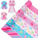 6PCS Christmas Ribbon,Pink Wired Ribbon,Xmas Fabric Craft Strip Band for Hand Craft Bow Tie Xmas Wreath Floral Gift Box Wrapping,Christmas Decorations Gifts,30 Yards