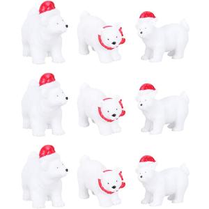 9Pcs Christmas Miniature Polar Bear Adornment Creative Bear Micro Landscape Ornament Desktop Decoration (Random Style) Home Decor