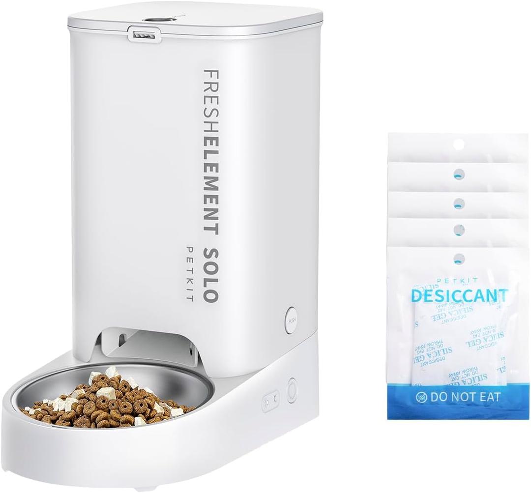 PETKIT Fresh Element Solo Automatic Cat Dog Feeder with 5 Packs Replaced Desiccant, Smart Pet Feeder for Cats and Dogs Food Dispenser,Wi-Fi/Bluetooth Connected, App Control