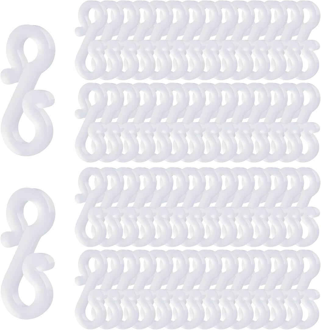 100 Pcs Christmas Light Clips, Gutter Hanger Hooks Outdoor Holiday Light Clips S Clips for Christmas Indoor Outdoor Decoration String Lights, Rope Lights, Weatherproof Outdoor Mini Lights Clips (7 White Clips)