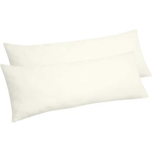Royale Linens Body Pillow Cover - Double Brushed 1800 Microfiber - 20"x54" with Hidden Zipper Closure - Wrinkle & Fade Resistant - Super Soft Body Pillowcase 2 Pack (Ivory, Pack of 2)