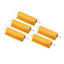 PATIKIL 100W 0.1 Ohm Aluminum Shell Resistor, 5 Pack Aluminum Housing Resistor Housed Case Wirewound Resistors Screw Tap Power Resistor, Golden