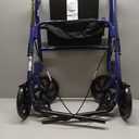 Drive Medical 10257BL-1 4 Wheel Rollator Walker With Seat, Steel Rolling Walker, Height Adjustable, 7.5" Wheels, Removable Back Support, 300 Pound Weight Capacity, Blue