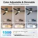 ocioc 52 Inch Black Ceiling Fans with Lights and Remote | Ultra Quiet,Reversible,Dimmable Light,Cool Comfort,6-Speed,Timers,Beep-Off,Easy to Install,Energy saving,Indoor/Covered Patio