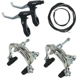 CYSKY Bike Brakes Set, Front and Rear C-Type Brakes Calipers, Include Inner and Outer Cables and Bike Brake Levers Kit for MTB Road Bicycle (Silver)