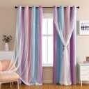 XiDi Dream Star Blackout Curtains for Kids Rooms Girl Princess Curtain for Daughter Bedroom 84 inches Long (Pink Purple, W52 X L84)
