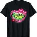 Birthday Girl Classic Airbrush Style Illustration Y2K Retro T-Shirt, XL