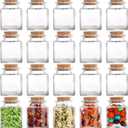Dicunoy 20 PCS Glass Favor Jars with Cork Lids, 2 OZ Mini Square Vials Bottles for Herb Storage, Small Spice Containers for Tea, Jelly, Candy, Wedding & Party Favors, DIY Crafts