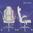 BestOffice PC Gaming Chair Ergonomic Office Chair Desk Chair with Lumbar Support Flip Up Arms Headrest PU Leather Executive High Back Computer Chair for Adults Women Men (White), 28d X 27.3w X 47.6h in