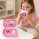 Kids Instant Print Camera Case for ESOXOFFORE Digital Video Cameras with 3 Rolls Paper Refill, Toddler Film Camera Storage Holder Bag with Mesh Pocket for Thermal Paper Accessories (Box Only) - Pink