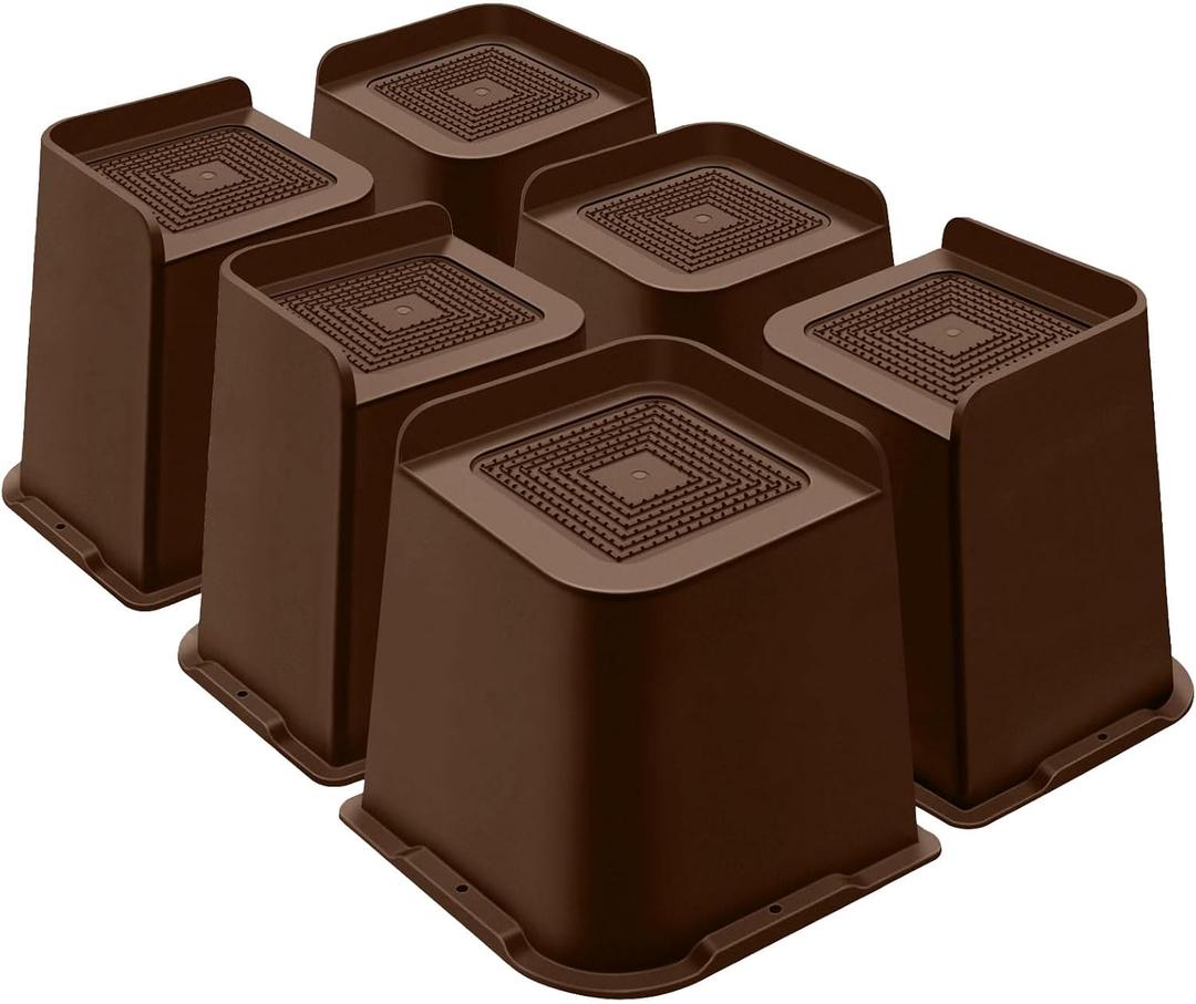 ANNKUT Bed Risers 6 Inch Heavy Duty, Furniture Risers for Bed Desk Table Sofa Couch,Oversized Bed Lifts Risers,Support up to 5000 Lbs(6 Pack Brown)