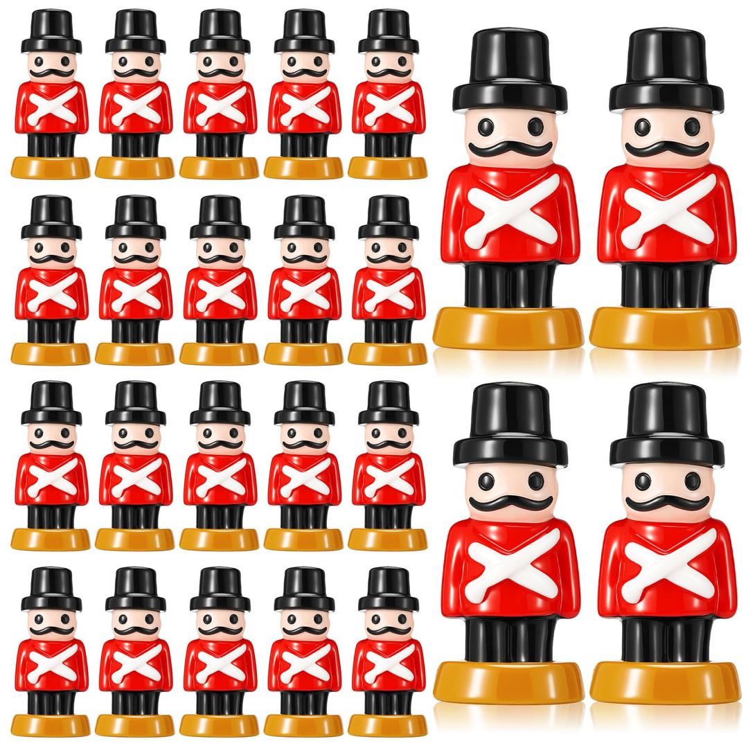 Chunful 24 Pcs Christmas Nutcracker Figurines Mini Resin Nutcracker Soldier Statues, Christmas Decoration for Garden Accessories Micro Landscape Landscaping Shelves Fireplaces Table(Cute Soldier)