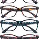 HEEYYOK 4.0 Reading Glasses for Womens Wide Ladies Reading glasses Large Women Readers tortoise Oversized Rectangular Comfort Spring Hinge 4 Pack