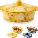 Ceramic Casserole Dish With Lid, Casserole Dishes for Oven, Baking Dish Lasagna Pans For Cooking, Oval Baking Pan, Dutch Oven, Perfect for Bread Baking and Serving, Housewarming, Christmas - Yellow, 13" Large