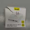 BUDI Flat USB C Wall Charger, 34W 4-Port Slim USB Wall Charger, Fast Charging Block with 20W Port Power Delivery and Dual Type-C for iPhone 16/15/14/13/12/11/Pro Max/XS/XR/8/7,Tablets