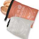 Bread Bags for Homemade, Beeswax Reusable Bread Bag for Sourdough 2-Pack, Large Reusable Waxed Food Storage Bag to Keep Sourdough Fresh, Freezer-Safe, Eco-Friendly (Orange&Grey), Large