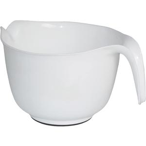 GLAD Mixing Bowl with Handle  3 Quart | Heavy Duty Plastic with Pour Spout and Non-Slip Base | Dishwasher Safe Kitchen Supplies for Cooking and Baking, White