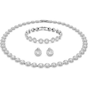 Swarovski Crystal Authentic Angelic All Around Set of Necklace, Bracelet and Earrings, White, Rhodium Finish- Women's Hypoallergenic Sparkling Jewelries - Nickel Free Crystal Jewelry Collection