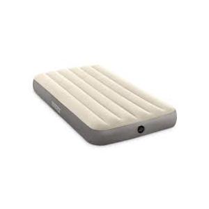Intex Dura-Beam Standard 10" Twin Size Air Mattress, No Pump, 1-Pack 64101E - Fiber-Tech Portable Inflatable Bed with 2-in-1 Extra Wide Valves, 300lb Capacity
