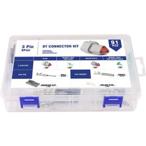 Deutsch 3 Pin DT Connector 8 Set,Size 16 Stamped Contacts, 18-14 AWG Waterproof Automotive Boats Connectors