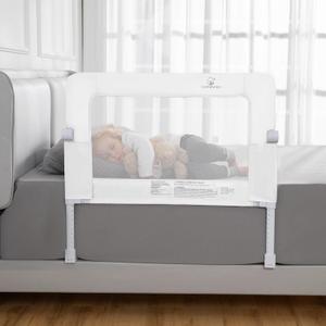ComfyBumpy Premium Adjustable Bed Rail for Toddlers, Swing-Down Safety Guard, Height Adjusts 24.4"–32.3" H, 35.5" Regular Length, Sturdy Steel & Breathable Mesh, for Twin, Full & Queen, White, 1-Pack