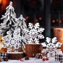 Amyhill 3 Pcs Winter Snowflake Centerpieces for Tables Disco Snowflake Table Decorations Freestanding Winter Tabletop Reflective Silvery Disco Mirror Blocks for Home Mantle Shelf Tiered Tray Xmas