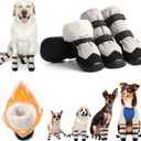 Winter Dog Snow Boots with Warm Wool Lining, Dog Shoes for Large Small Medium Dogs, Dog Booties and Paw Protectors, Anti-Slip Dog Shoes with Reflective for Snow, Hardwood Floors, Hiking (Size 4) (Grey)