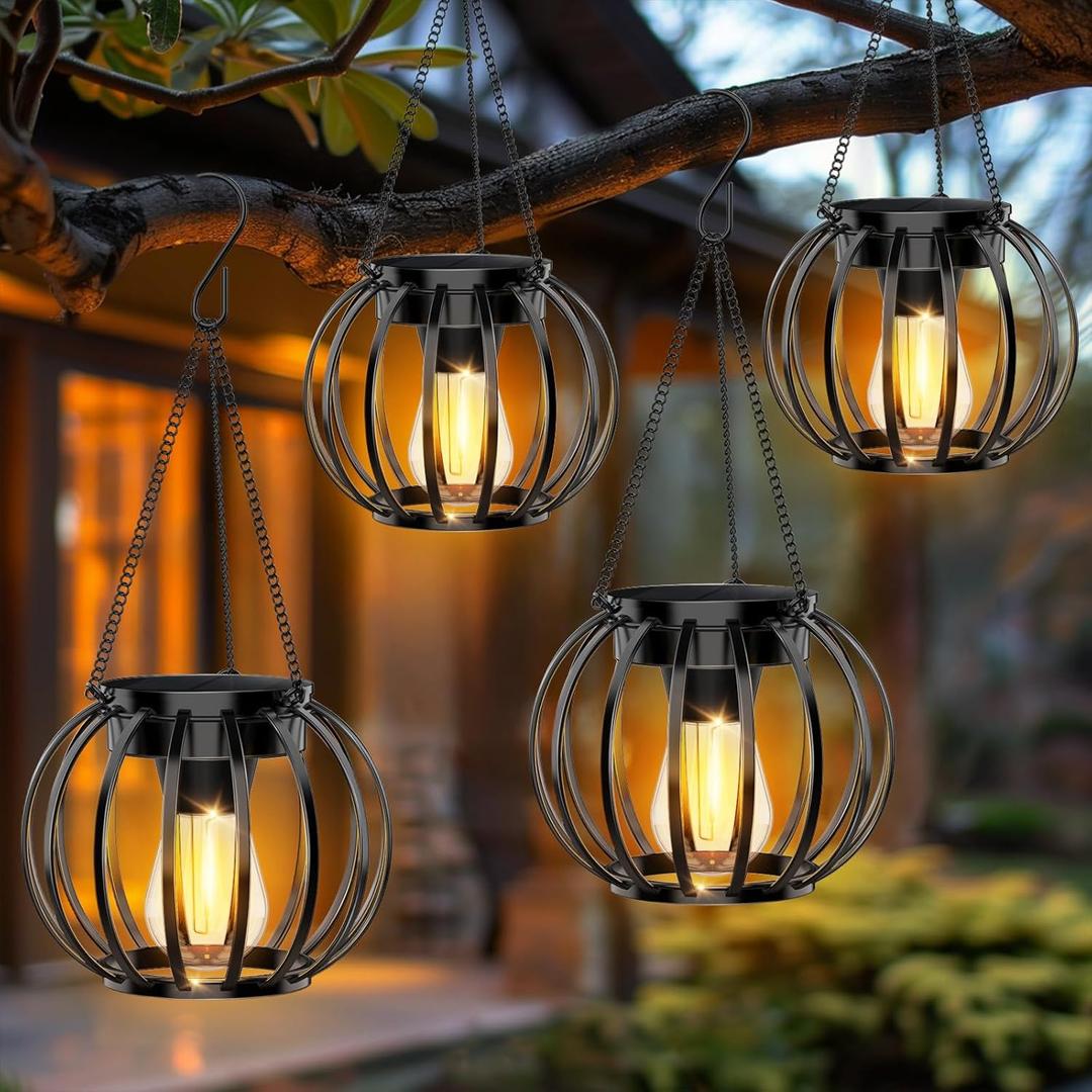 Solar Lanterns Lights Waterproof: 4 Pack Metal Hanging Outdoor Lights for Garden Yard Patio - Warm LED Tabletop Pathway Tree Decor - Birthday Christmas Gifts for Women Mom 2025 Solar Lanterns Lights Waterproof: 4 Pack Metal Hanging Outdoor Lights for Garden Yard Patio - Warm LED Tabletop Pathway Tree Decor - Birthday Christmas Gifts for Women Mom 2025