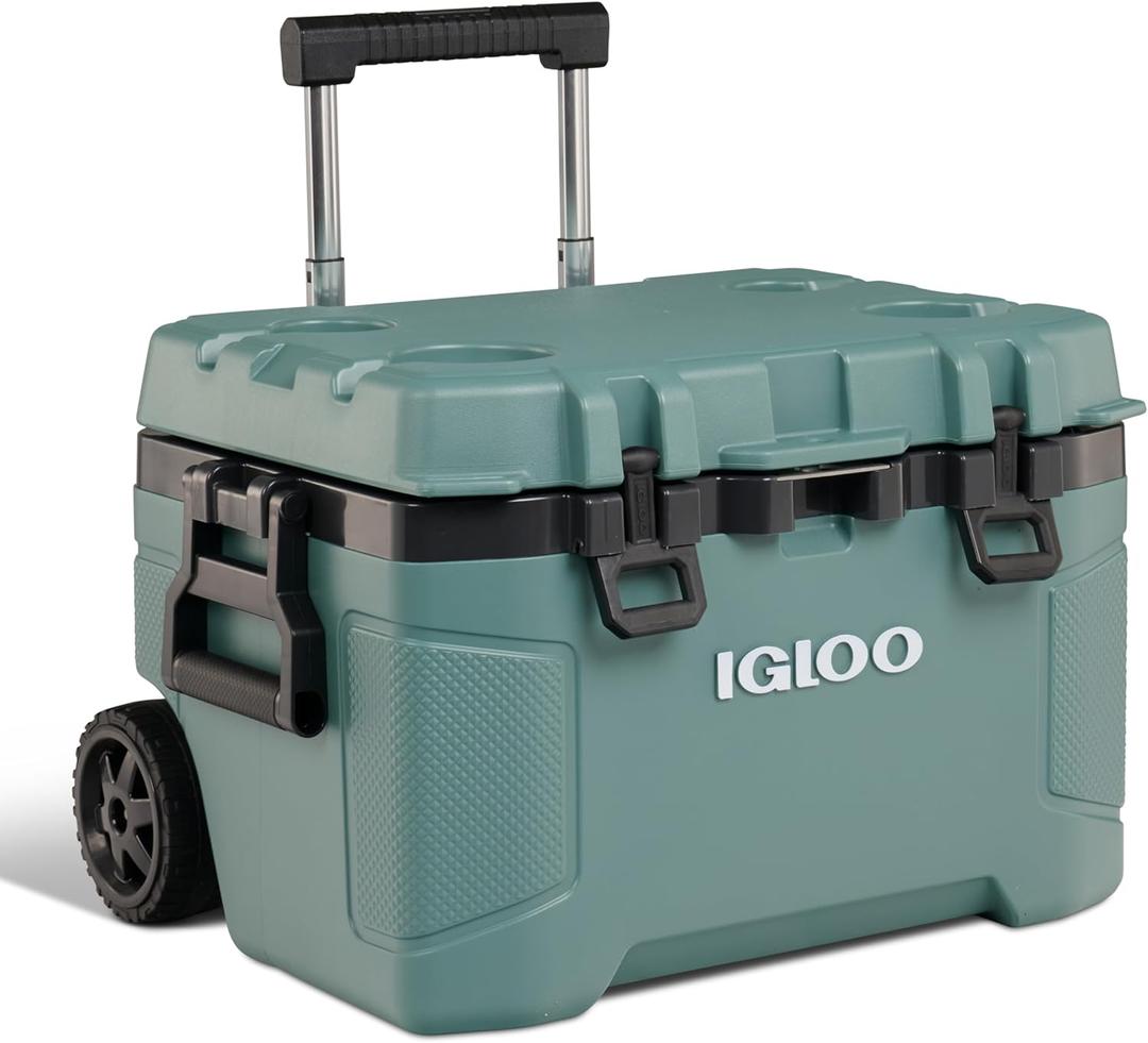 Igloo Trailmate 52Qt Wheeled Cooler, Insulated Hard Shell Ice Chest, Spruce (Spruse)
