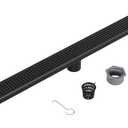 Neodrain 36-Inch Black Linear Shower Drain with Removable Quadrato Pattern Grate,304 Stainless Steel Rectangle Shower Floor Drain, Linear Drain with Leveling Feet,Hair Strainer,Matte Black