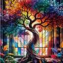 Great Jigsaw Puzzles for Adults 300 Pieces Stained Glass Tree of Life Puzzles for Adults Toys Gift Family Decoration Kids Puzzle (15"x10"-300PCS)