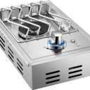 Single Grilling Side Burners for Outdoor Grill, 15,000BTU Natural Gas Side Burner, Sturdy 304 Stainless Steel, with Liquid Propane Kit, Drop-in Side Burner for Outdoor Kitchen BBQ Island